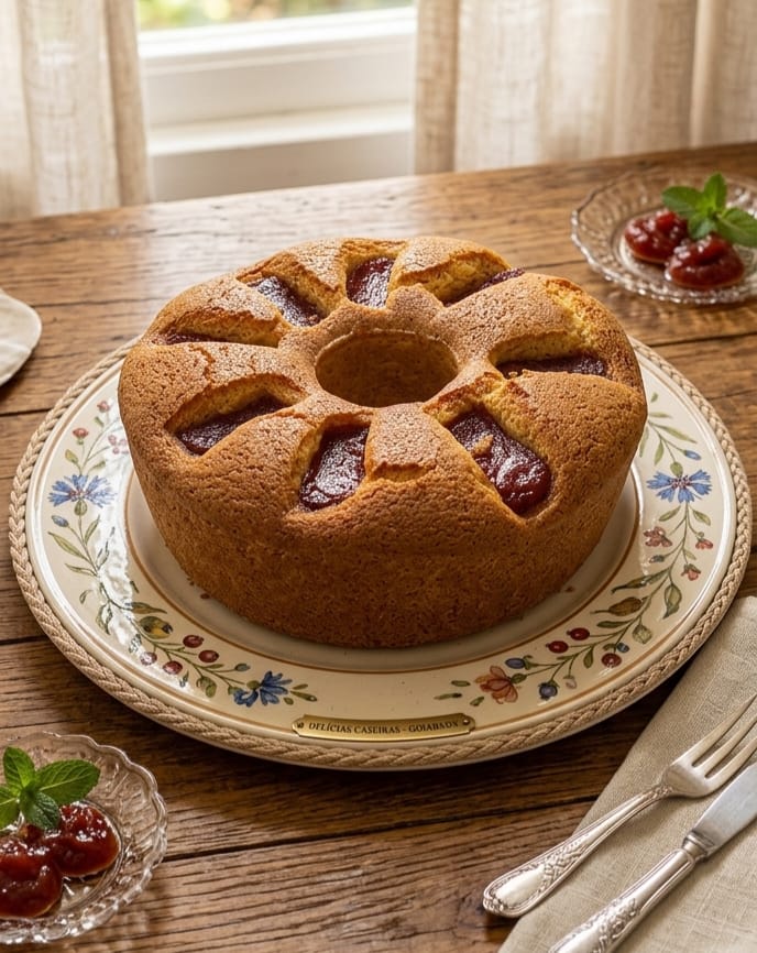 Bolo de fubá com goiabada